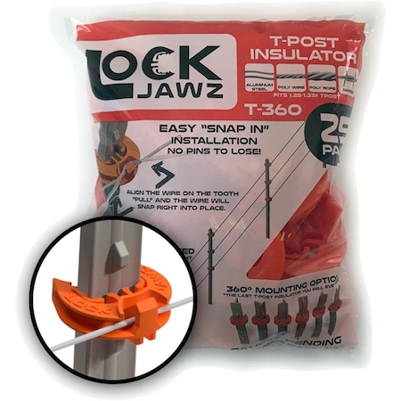 Grillgear Lockjawz T-Post Insulator - Orange GR3332681